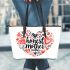 markings strong heart with mother's day Leather Tote Bag