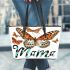 Mnteal orange and brown butterflies mama Leather Tote Bag