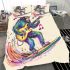 Monkey surfing with electric guitar and headphones bedding set