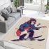 Monkey wearing hat and skiing with electric guitar area rug