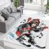 Monkey wearing hat and skiing with electric guitar area rug