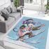 Monkey wearing sunglasses skiing with electric guitar area rug