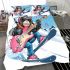 Monkey wearing sunglasses skiing with electric guitar bedding set