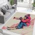 Monkey wearing sunglasses skiing with trumpet area rug