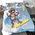 Monkey wearing sunglasses surfing with banana bedding set