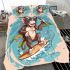 Monkey wearing sunglasses surfing with coconuts bedding set