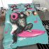 Monkey wearing sunglasses surfing with trumpet bedding set