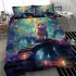 Moonlit cat in the enchanted forest bedding set