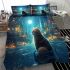 Moonlit serenity a cat's gaze bedding set