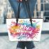 My mom is the best colorful lettering Leather Tote Bag