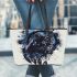 Navy panther and dream catcher leather tote bag