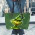 noob grinchy smile show he big only 3D Leather Tote Bag