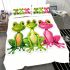 One pink and green frog in the middle bedding set