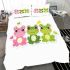 One pink and green frog in the middle bedding set