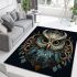Ornate art nouveau owl head illustration area rugs carpet