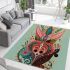 Ornate floral horned creature area rugs carpet