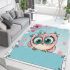 Owl peeking over the edge wearing a bow on its head area rugs carpet