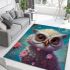 Owl perched over water and flowers area rugs carpet