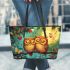 Owls in love on valentine's day leather tote bag