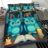 Owls in teal blue and turquoise colors bedding set