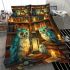 Owls teal blue and turquoise colors bedding set