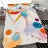 Painting zoomed in on the circles and lines bedding set