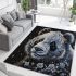 Panda adorned with white and blue diamonds area rugs carpet