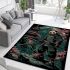 Panda in green samurai armor holding a katana standing area rugs carpet