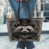 Panda in steampunk style with top hat leather tote bag