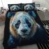 Panda portrait colorful watercolor bedding set