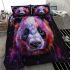 Panda portrait colorful watercolor bedding set