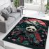 Panda samurai in front of mount fuji area rugs carpet