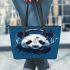 Panda wearing headphones leather Chic Stylish Tote Bag & Women Totes: Perfect Gift for Girlfriend | Crossbody, Purse, Handbag