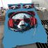 Panda wearing headphones bedding set