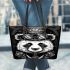 Panda with top hat and monocle steampunk leather tote bag