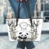 Pandas and bamboo trees and dream catcher leather tote bag