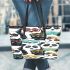 Pandas wearing colorful glasses leather tote bag