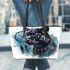 Panther smile with dream catcher leather tote bag