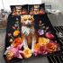 Paper cat adorned with blossoms bedding set