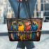 Parrots bear smile with dream catcher leather tote bag