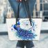 Peacock dancing and dream catcher leather tote bag