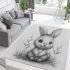 Pencil drawing of an adorable rabbit area rugs carpet