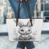 Pencil drawing of an adorable rabbit leather tote bag