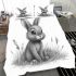 Pencil drawing of an adorable rabbit bedding set