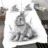 Pencil drawing of an adorable rabbit bedding set