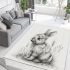 Pencil drawing of an adorable rabbit area rugs carpet