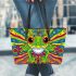 Peppy frog cute cartoon style bright colors leaather tote bag