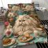 Persian cat at tea parties bedding set