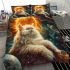Persian cat in solar system explorations bedding set