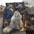 Persian cat in timeless astronomical observatories bedding set